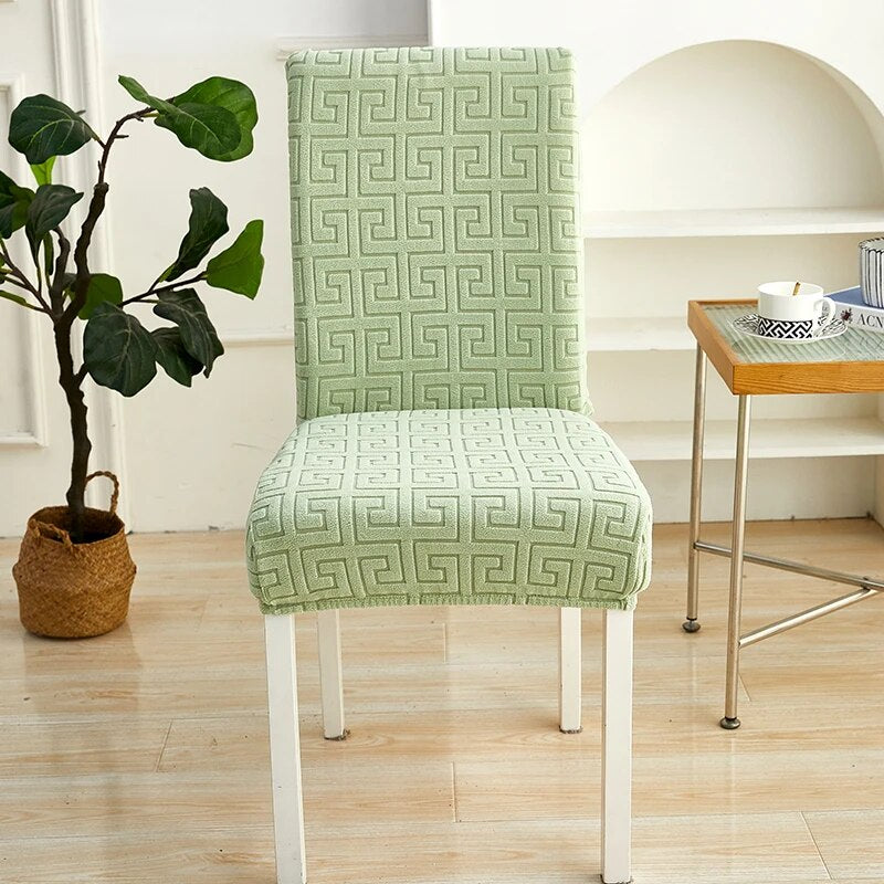 Anyseat Chair Cover Light Green Square Geometric Design with Elastic Material for Dining Room Kitchen Wedding Hotel Banquet Restaurant