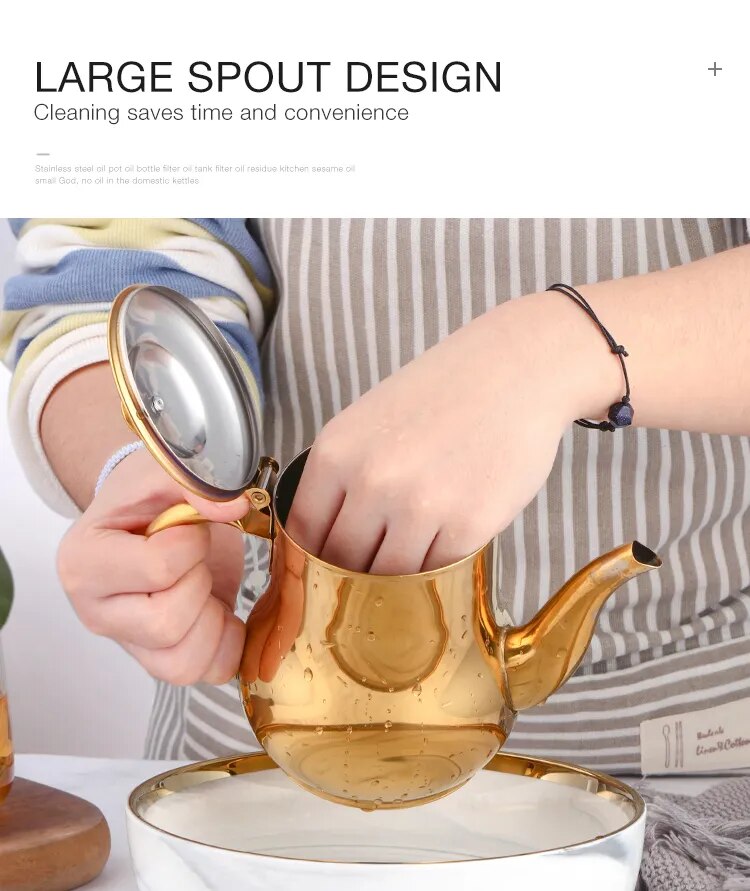 Anygleam Teapot Red Rainbow Stainless Steel with Filter for Coffee, Tea, Oil  and Liquid Seasonings Container Kettle