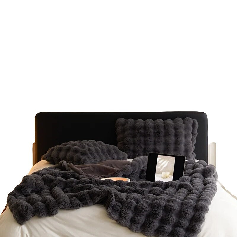 Anycozy Dark Grey Thick Fur Winter Blanket Sofa Bed 160x200cm