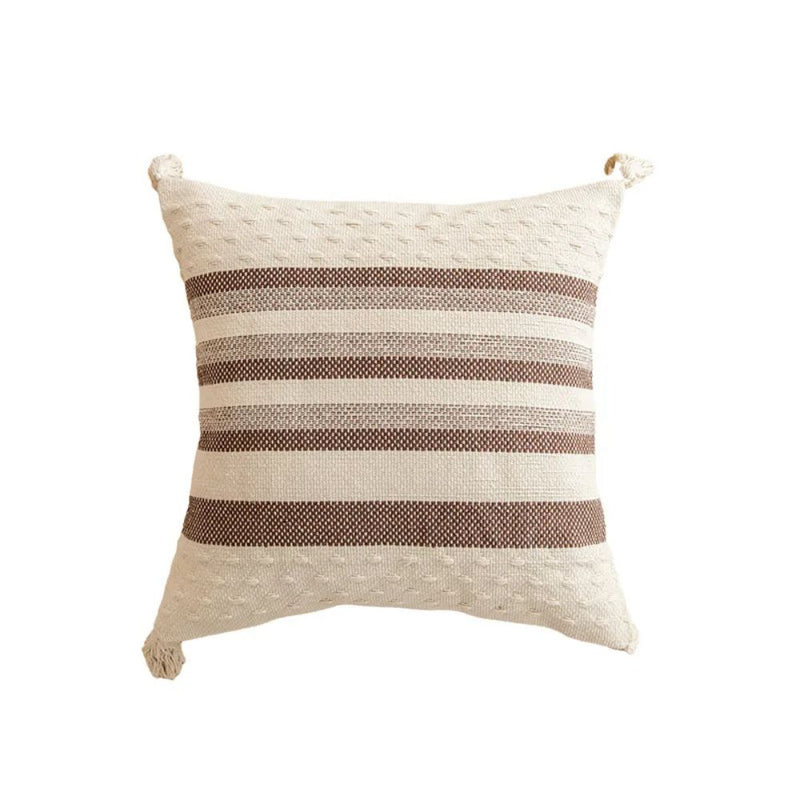 Anypillow Pillowcase Striped Tassel Embroidered Decorative Cushion Cover
