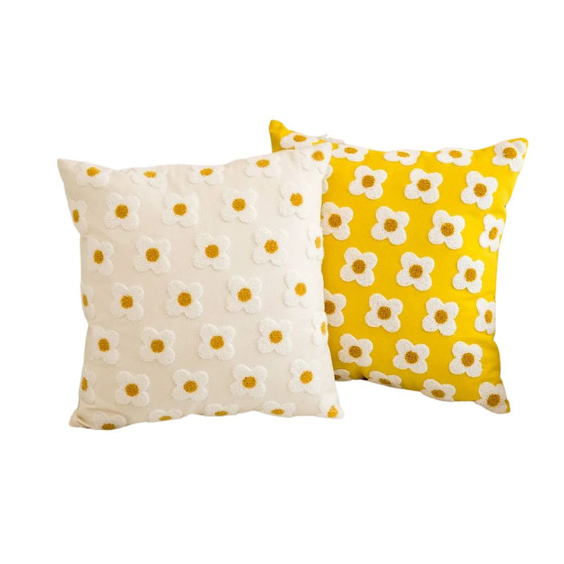Anypillow Pillowcase Daisy Floral Embroidered Decorative Cushion Cover