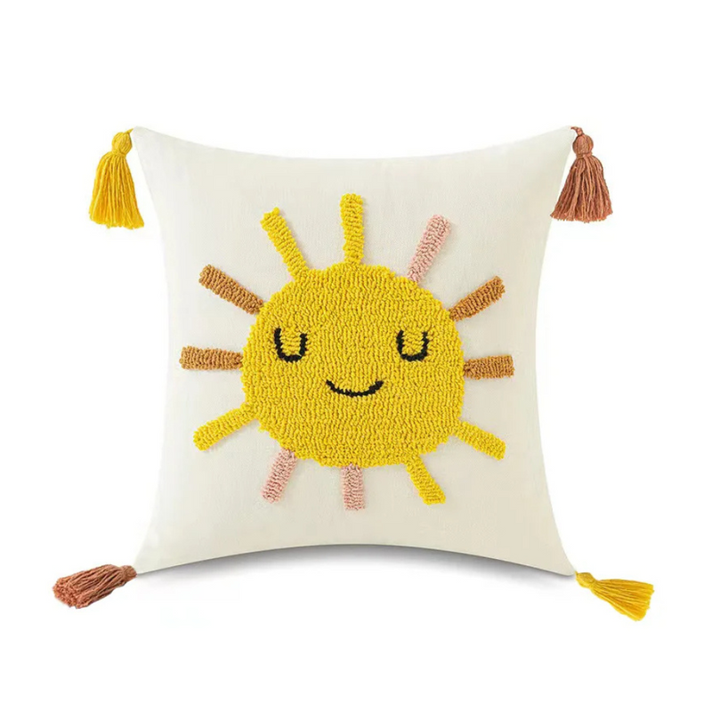 Anypillow Pillowcase White Tassel Tufted Embroidered Decorative Cushion Cover