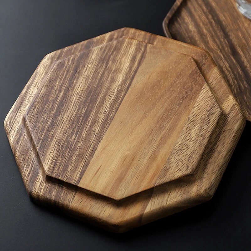 Anygleam Natural Wood Diagonal Acacia Wood Plate Serving Tray Food Kitchen Tableware
