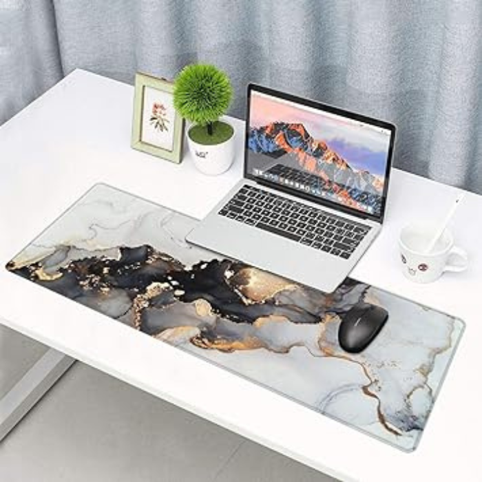ANYMOB Mouse Pad White 350X600X2MM Art Series Marble Computer Laptop Rubber Mat