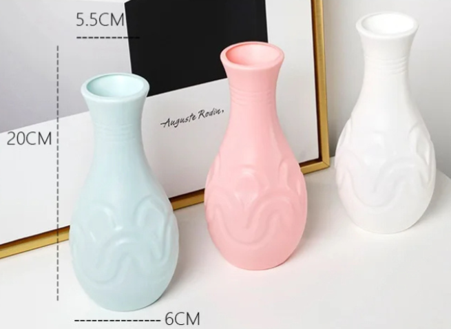 ANYDECO Flower Vase Light Green Small Wave Lines Pattern Nordic Pot Home Decor