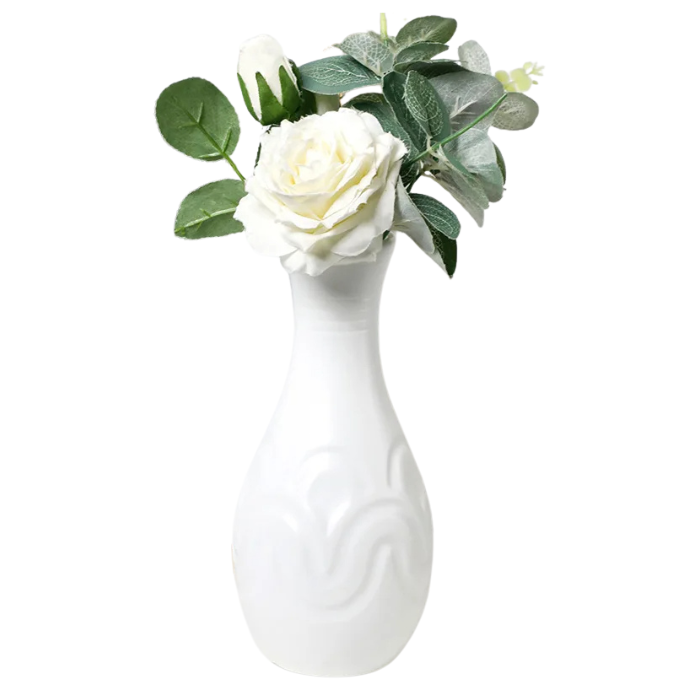 ANYDECO Flower Vase White Small Wave Lines Pattern Nordic Pot Home Decor
