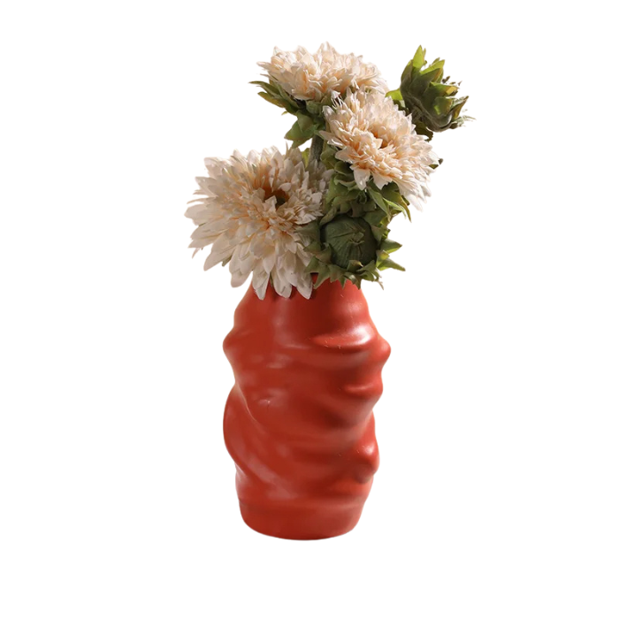 ANYDECO Flower Vase Red Medium Melting Style Nordic Pot Home Decor