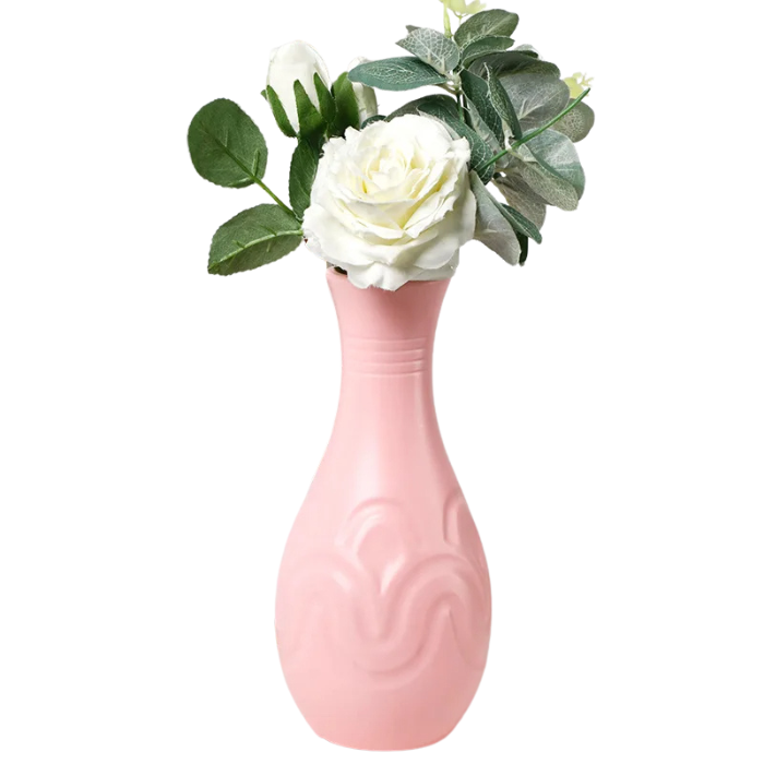 ANYDECO Flower Vase Pink Small Wave Lines Pattern Nordic Pot Home Decor