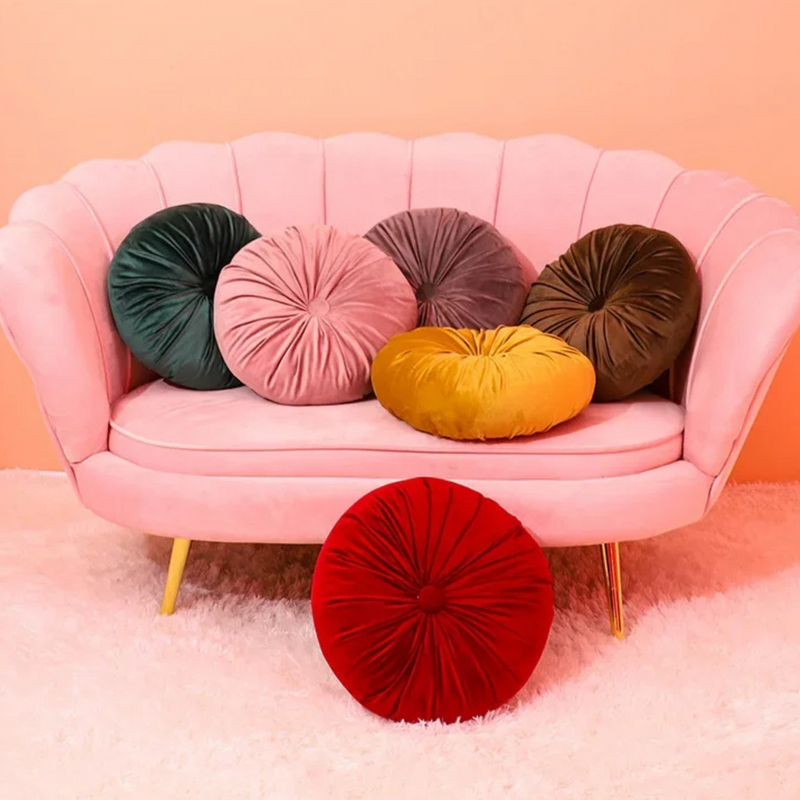 ANYHOUZ Pleated Round Pillow with Soft Cushion Filling
