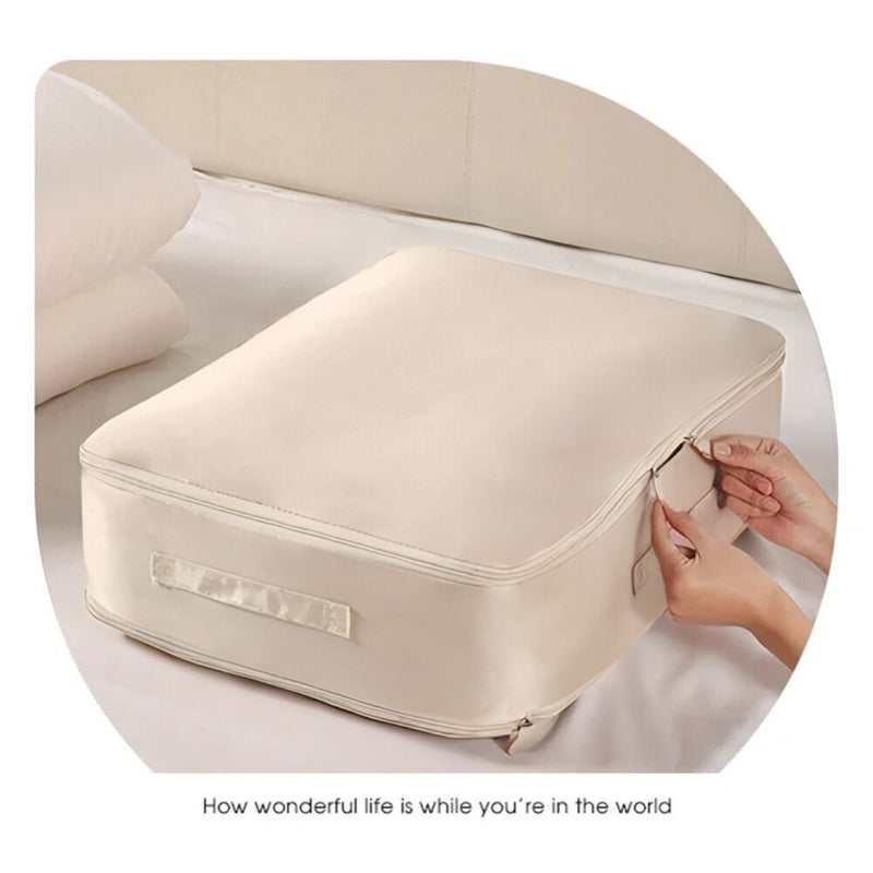 Anysort Storage Bag 1PC Beige Multifunctional Self Compression and Ultra Space Saving Organizer For Quilts And Clothes
