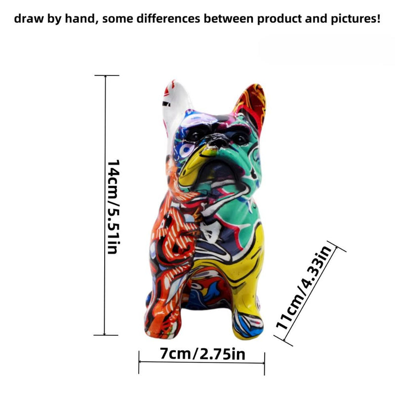 ANYDECO Figurine Small French Bulldog Abstract Graffiti Resin Statue Home Decor Ornament