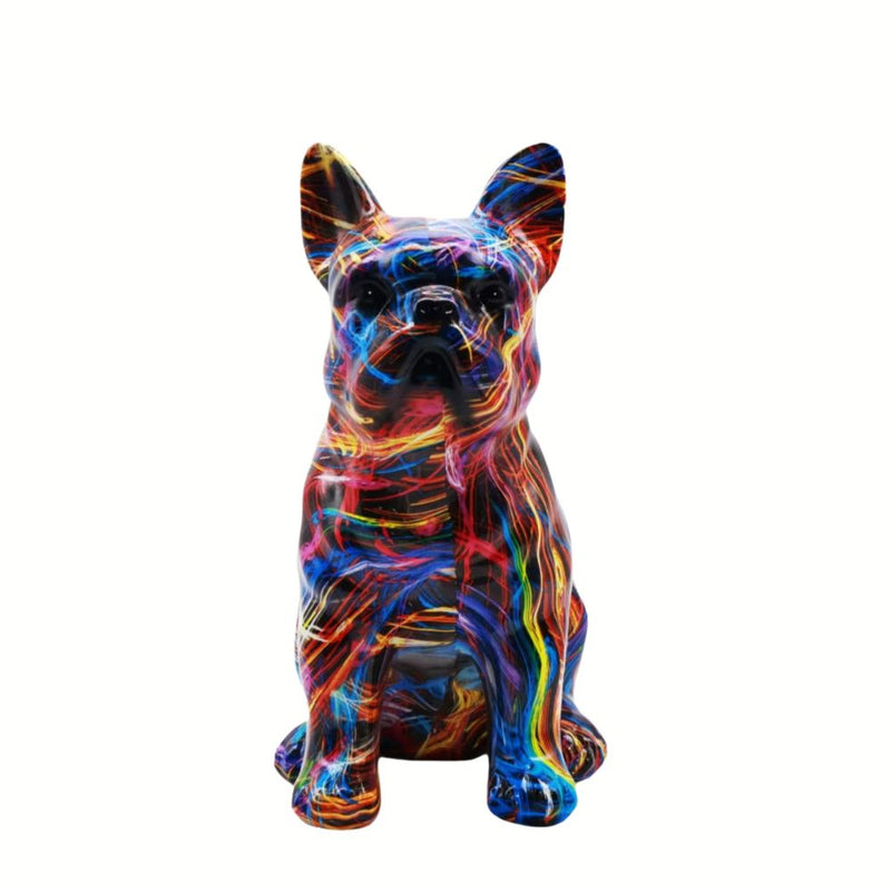 ANYDECO Figurine Large French Bulldog Splash Graffiti Resin Statue Home Decor Ornament