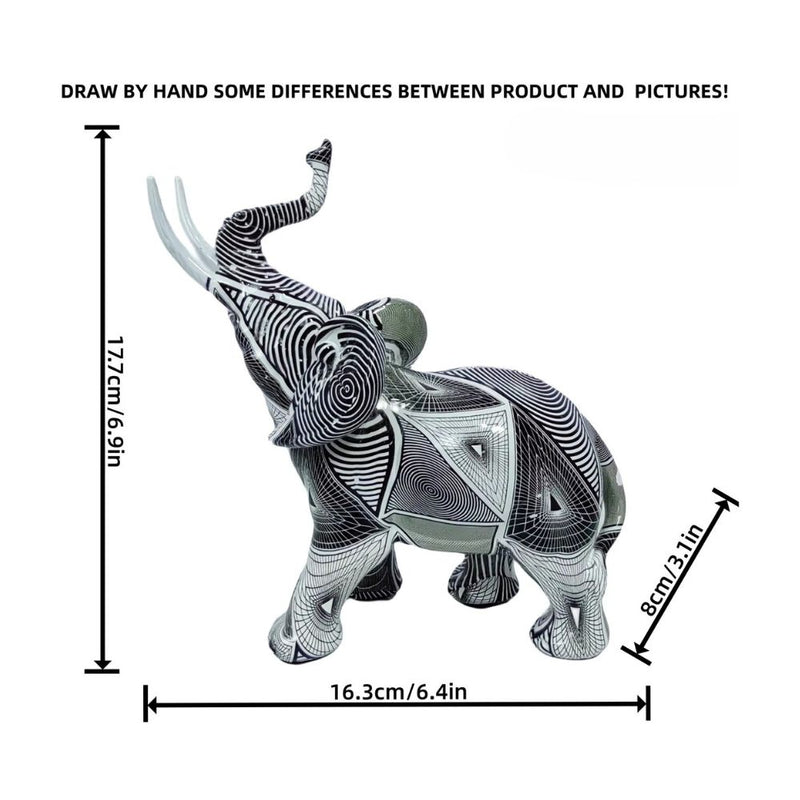 ANYDECO Figurine Psychedelic Opt Art Medium Graffiti Elephant Sculpture Nordic Resin Statue Decor