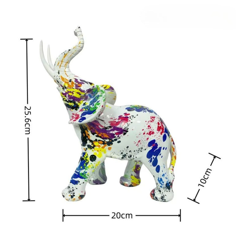 ANYDECO  Figurine Large Splatter Graffiti Elephant Sculpture Nordic Resin Statue Decor