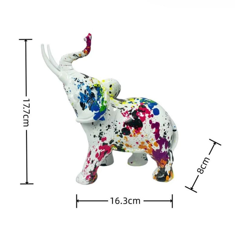 ANYDECO  Figurine Medium Splatter Graffiti Elephant Sculpture Nordic Resin Statue Decor