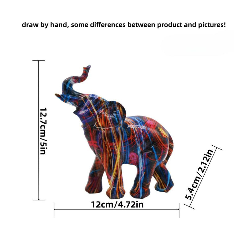 ANYDECO Figurine Small Sparser Neon Streak Graffiti Elephant Sculpture Nordic Resin Statue Decor