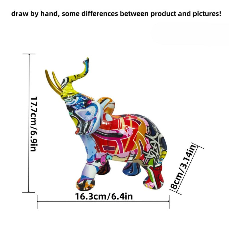 ANYDECO Figurine Medium Urban Graffiti Elephant Sculpture Nordic Resin Statue Decor