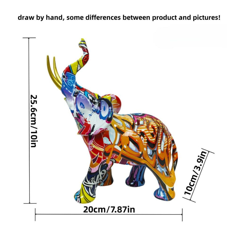 ANYDECO Figurine Large Abstract Graffiti Elephant Sculpture Nordic Resin Statue Decor