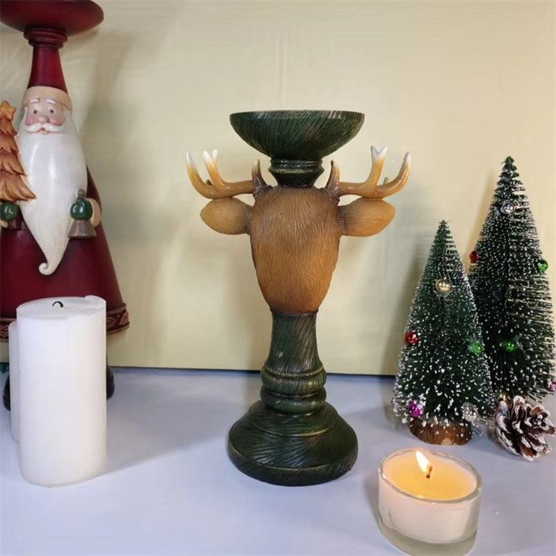 ANYDECO Candle Holder Christmas Elk Resin Figurine Home Decor Ornaments