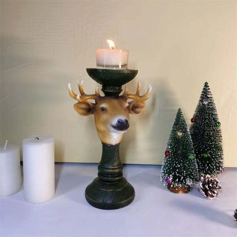 ANYDECO Candle Holder Christmas Elk Resin Figurine Home Decor Ornaments