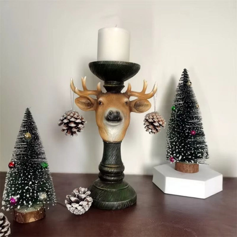 ANYDECO Candle Holder Christmas Elk Resin Figurine Home Decor Ornaments