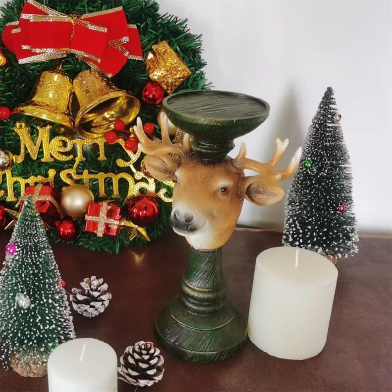 ANYDECO Candle Holder Christmas Elk Resin Figurine Home Decor Ornaments