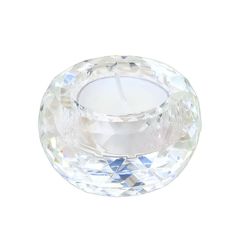 ANYDECO Candle Holder Clear K9 Crystal Glass Tealight Geometric Tabletop Home Decor