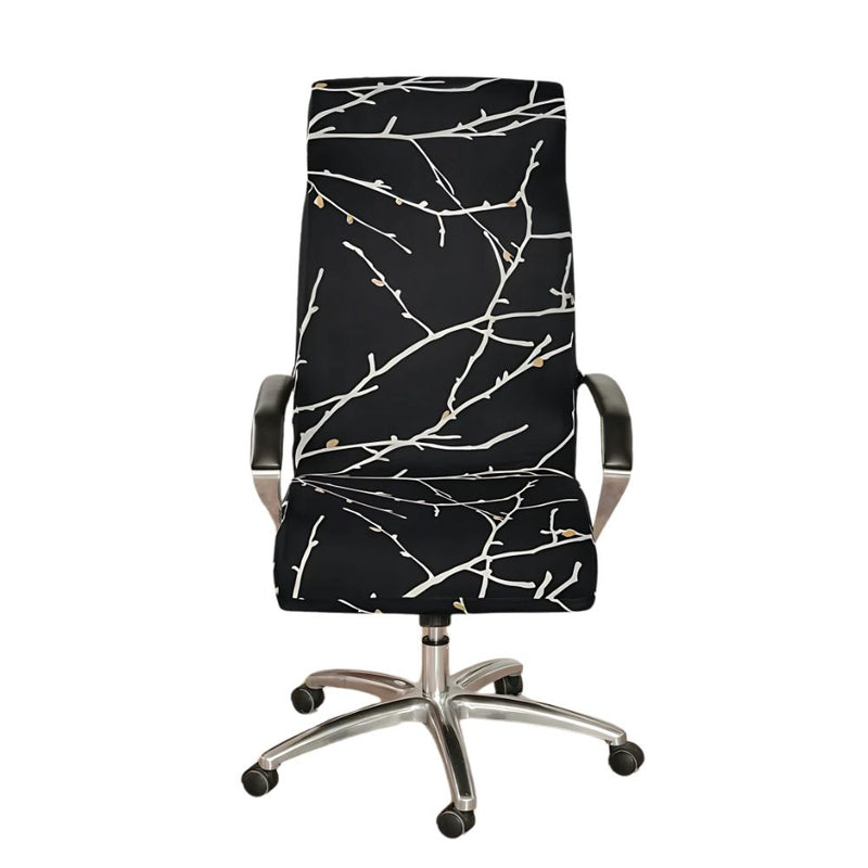 Anyseat  Office Chair Cover Black Veined Print with Zipper Elastic Stretchable High Back Protector Slipcover