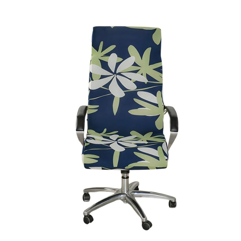Anyseat  Office Chair Cover Navy Floral with Zipper Elastic Stretchable High Back Protector Slipcover