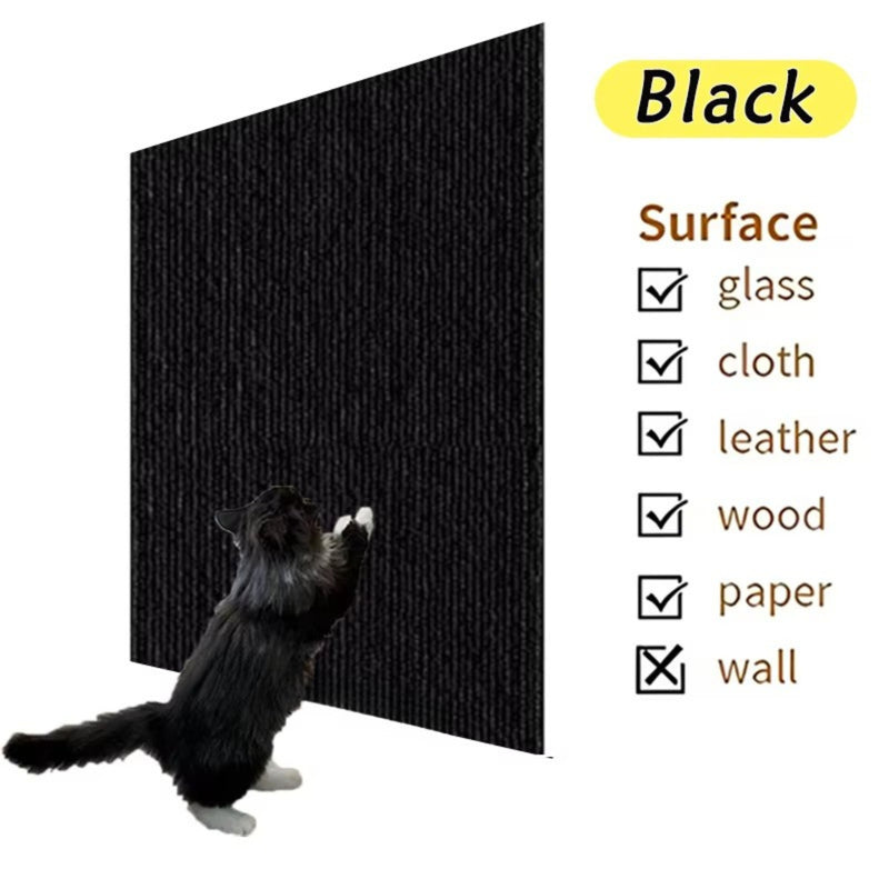 ANYWAGS Cat Scratching Pad Black Self Adhesive Claw Sharpener Trimmable Mat
