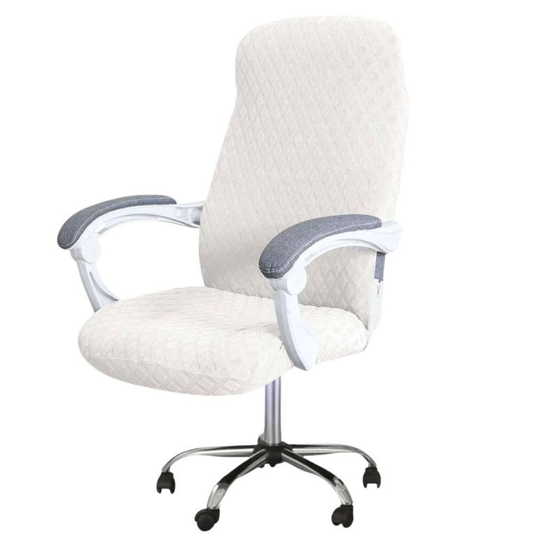 Anyseat Office Chair Cover White Waterproof Anti Dirt Stretchable Spandex Jacquard Slipcover