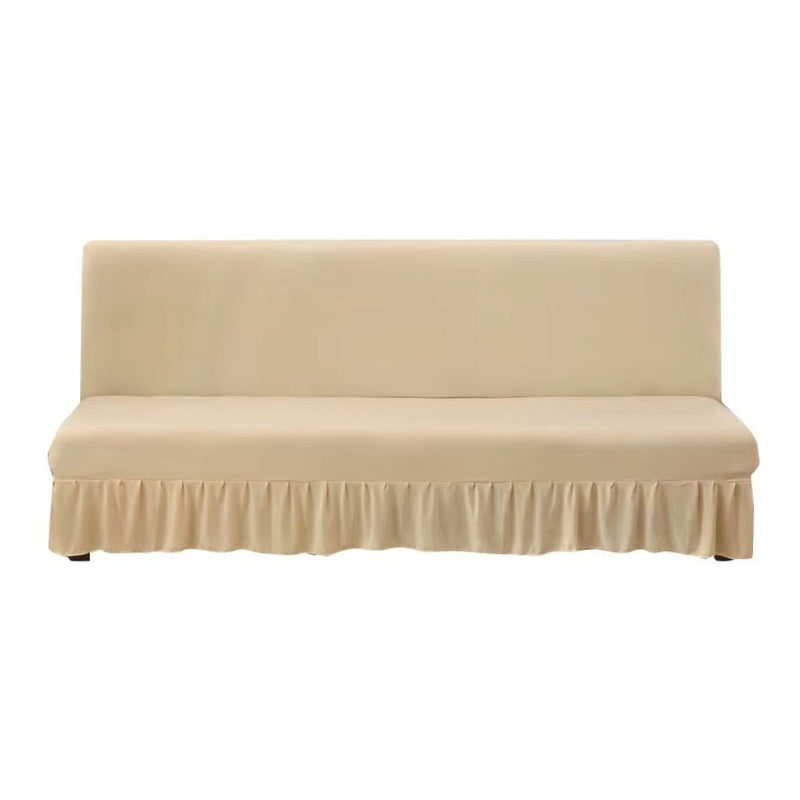 Anyseat Sofa Cover Beige Armless Futon Slipcover with Ruffle Skirt Stretch Sofa Bed Protector