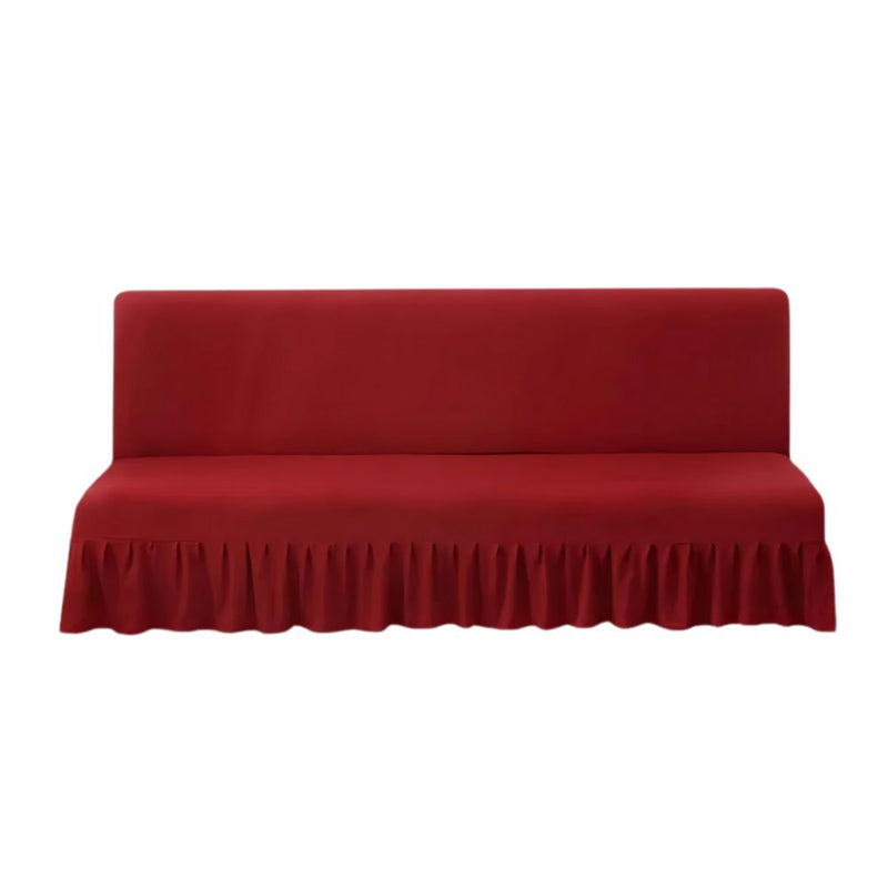 Anyseat Sofa Cover Red Armless Futon Slipcover with Ruffle Skirt Stretch Sofa Bed Protector