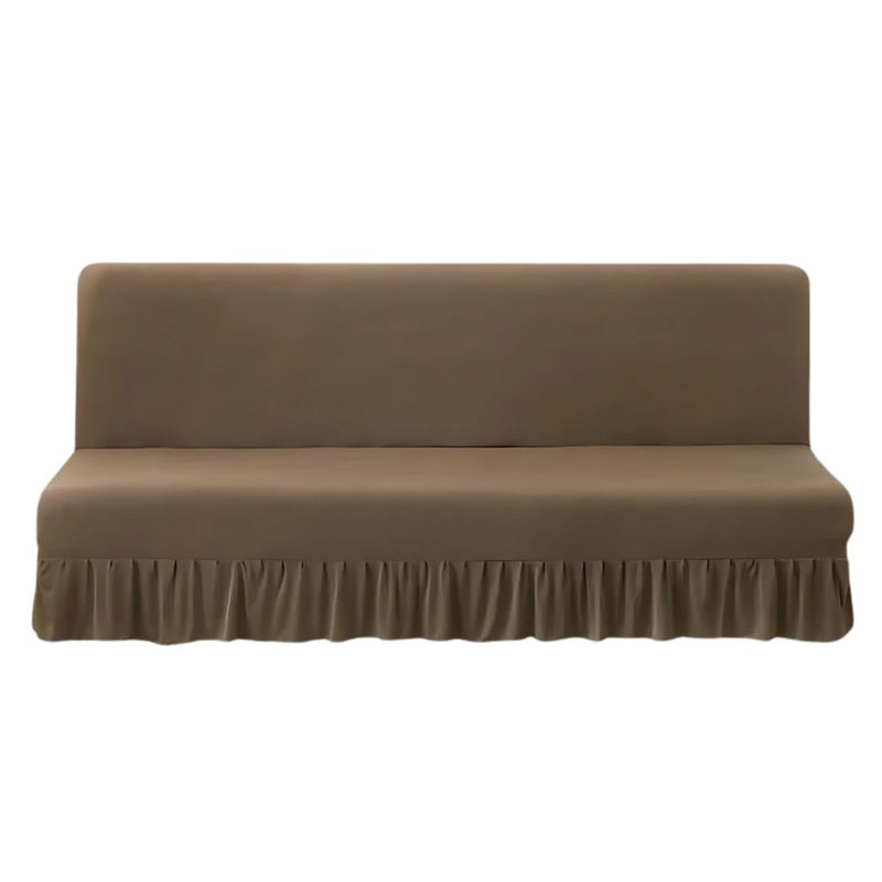 Anyseat Sofa Cover Light Khaki Armless Futon Slipcover with Ruffle Skirt Stretch Sofa Bed Protector