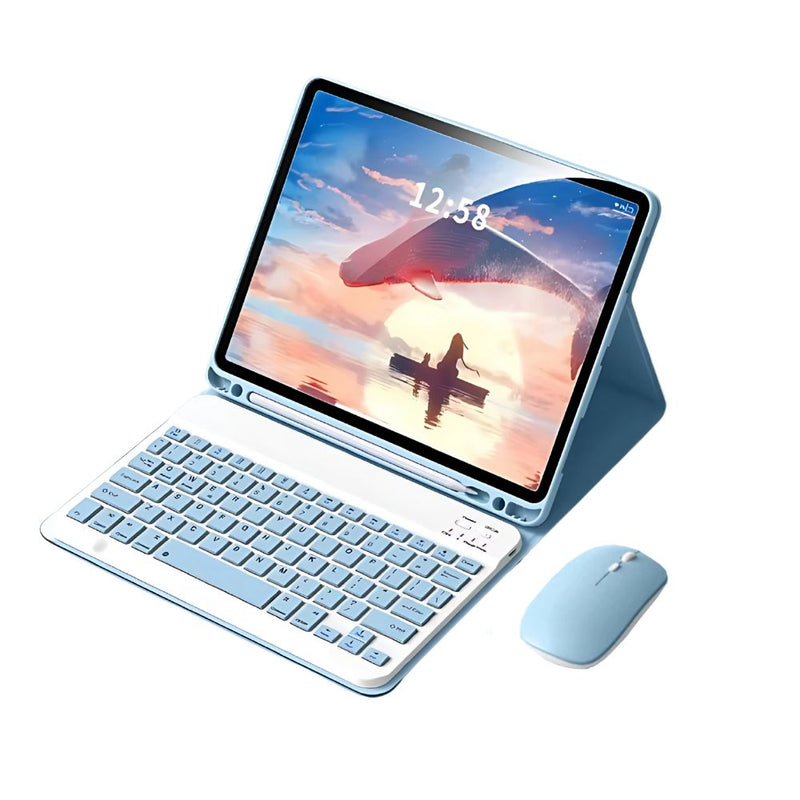 ANYMOB  iPad Case Blue Detachable Magnetic Bluetooth Keyboard with Mouse and Proctective Cover