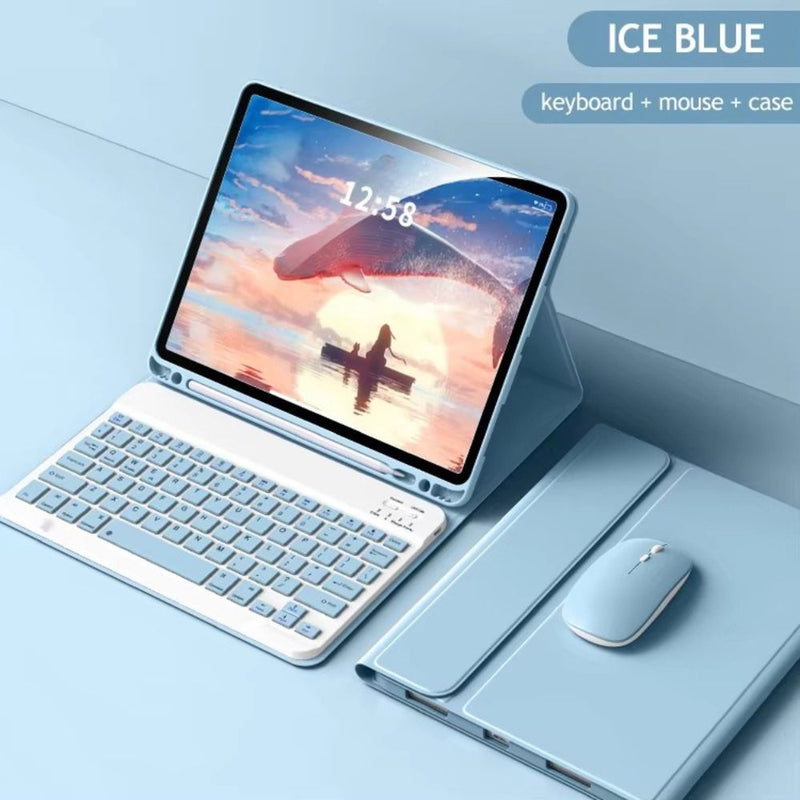 ANYMOB  iPad Case Blue Detachable Magnetic Bluetooth Keyboard with Mouse and Proctective Cover