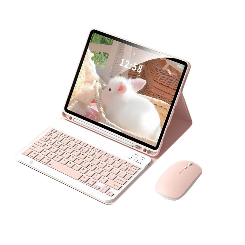 ANYMOB  iPad Case Pink Detachable Magnetic Bluetooth Keyboard with Mouse and Proctective Cover