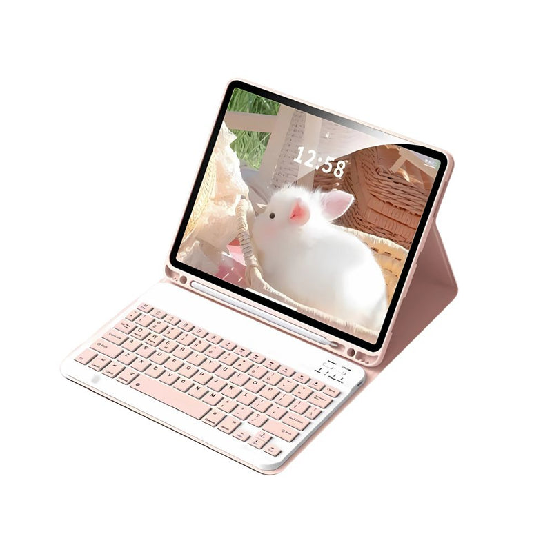 ANYMOB iPad Case Pink Detachable Magnetic Bluetooth Keyboard and Proctective Cover