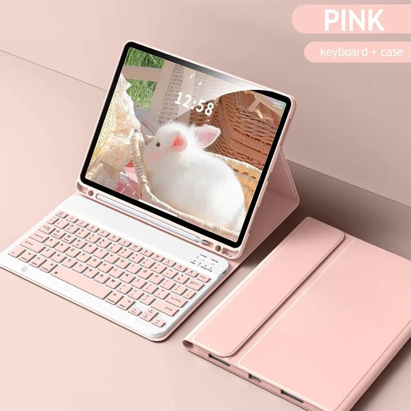 ANYMOB iPad Case Pink Detachable Magnetic Bluetooth Keyboard and Proctective Cover