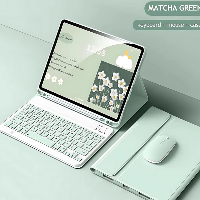 ANYMOB  iPad Case Green Detachable Magnetic Bluetooth Keyboard with Mouse and Proctective Cover