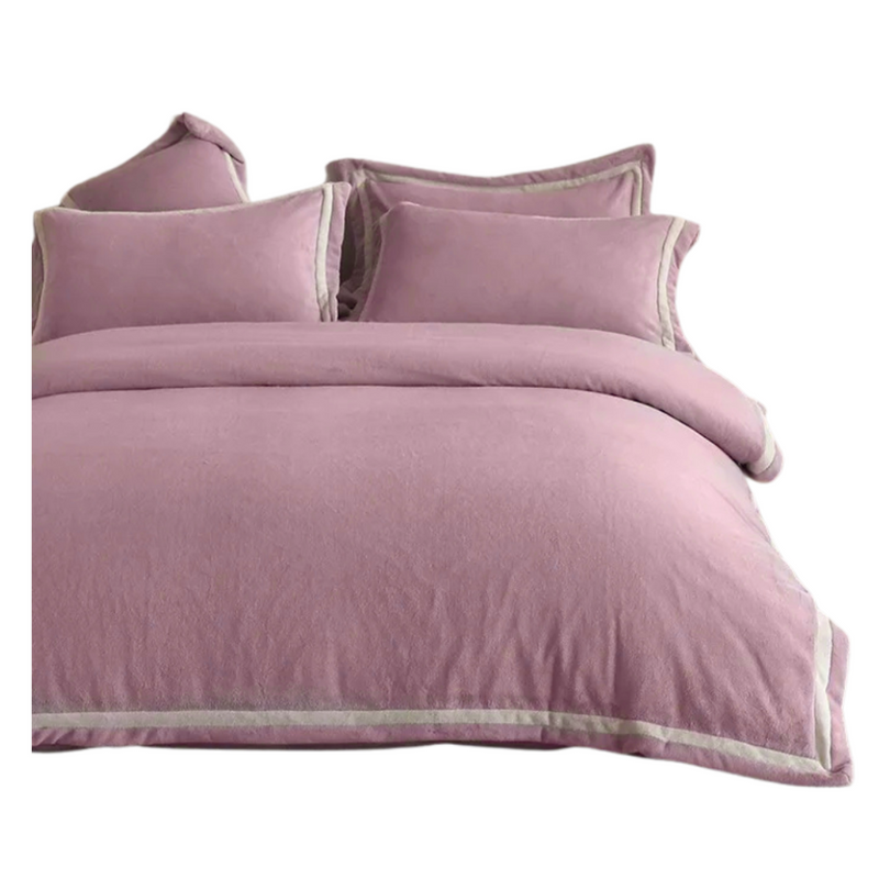 Anycozy Duvet Cover Set Plain Dusty Pink Flat Bed Sheet Ultra Soft Luxury Velvet Bedding Collection