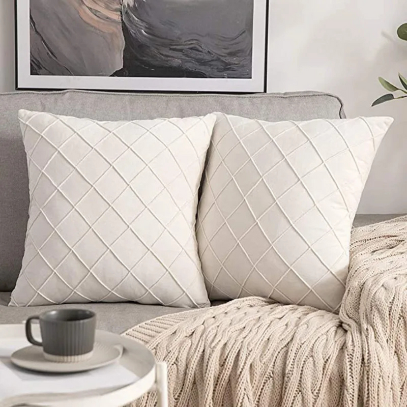 Anypillow Pillowcase White Diamond Lattice Embroidered Decorative Cushion Cover