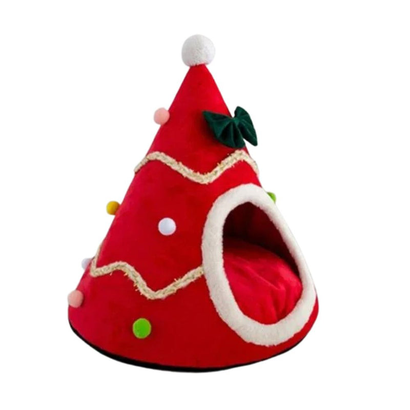 Anypet Christmas Pet Bed – Red Ribbon Winter Cat Cushion Mat, Soft Cozy Design