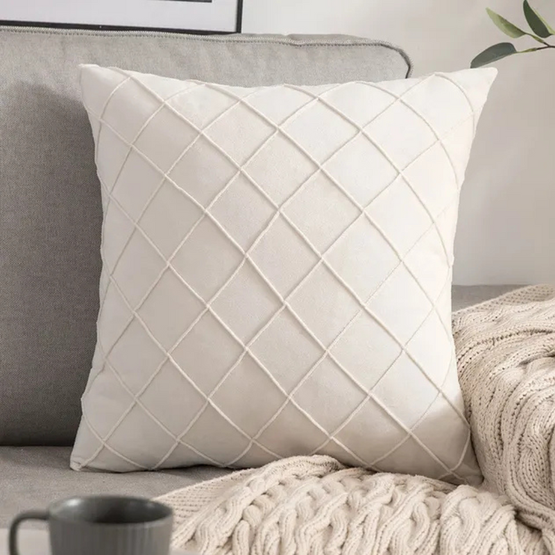 Anypillow Pillowcase White Diamond Lattice Embroidered Decorative Cushion Cover