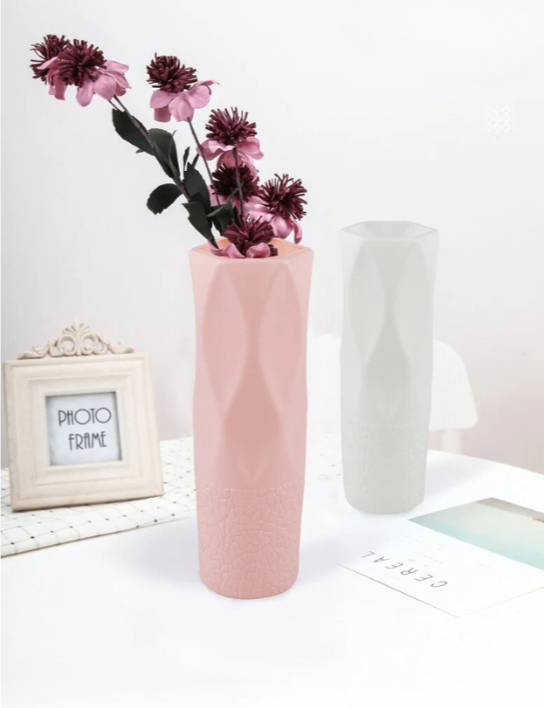 ANYDECO Flower Vase Light Green Small Nordic Rock Diamond Pattern Pot Living Room Decor