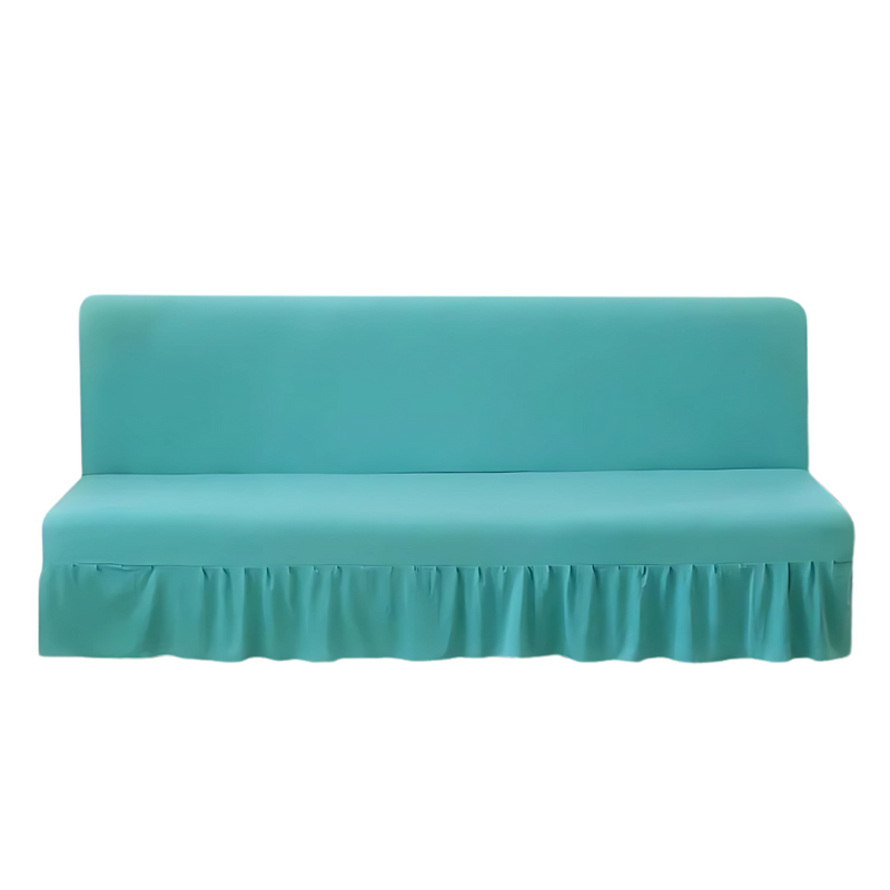 Anyseat Sofa Cover Lake Blue Armless Futon Slipcover with Ruffle Skirt Stretch Sofa Bed Protector