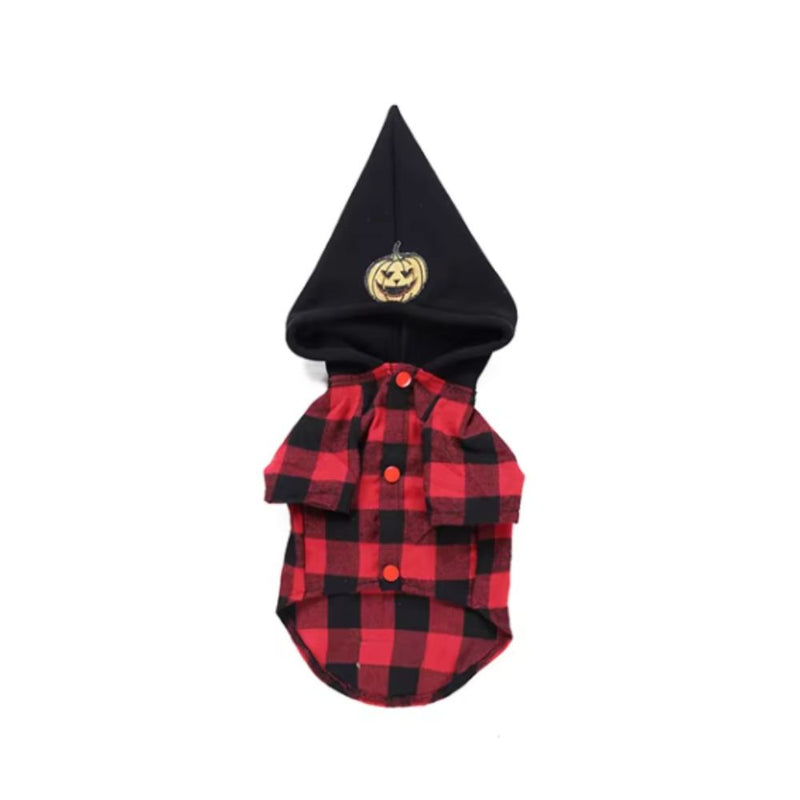 Anypet Dog Costume – Black and Red Plaid Shirt with Cape Outfit & Fun Accessories