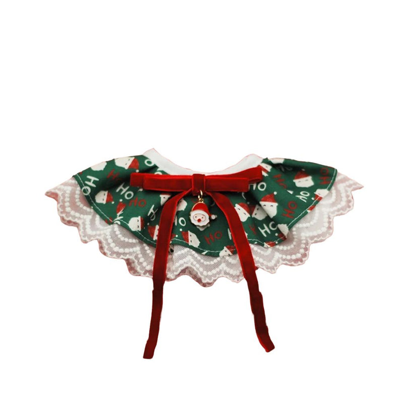 ANYWAGS Pet Collar Green Santa Hat Christmas Lace Silk Ribbon Scarf Dog Cats Holiday Accessories