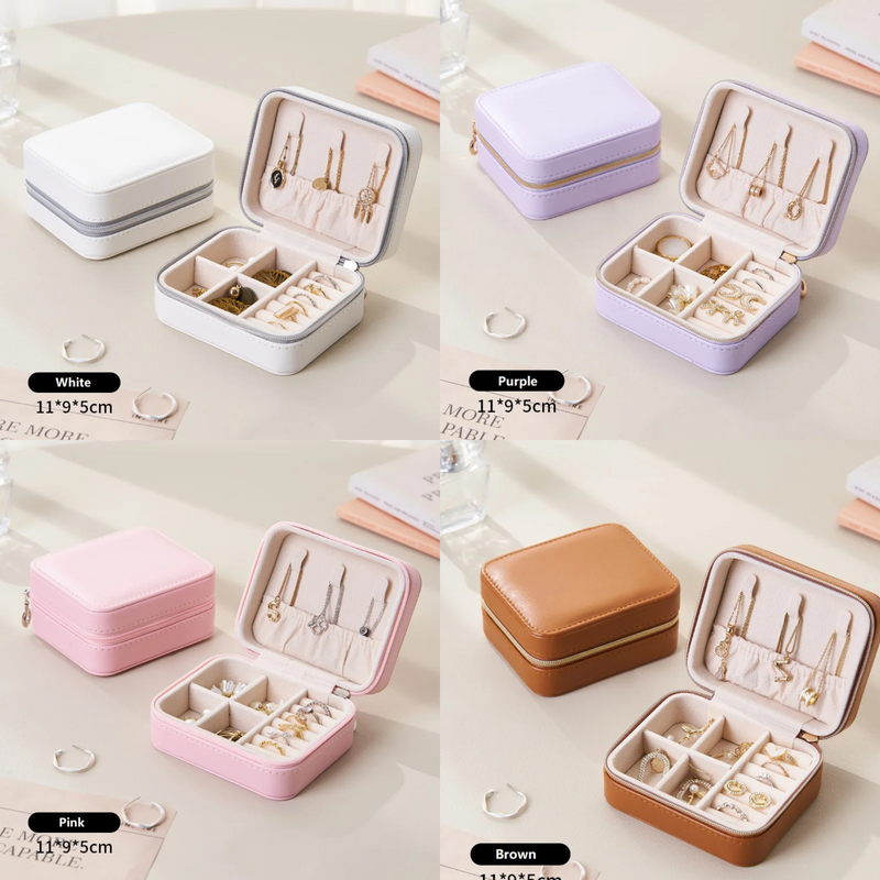 Anyvogue Jewelry Box Portable Maillard Style Organizer with Zipper Lock