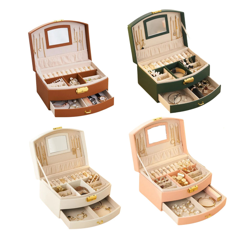 Anyvogue Jewelry Box Compact Multilayer Rings Necklaces Organizer